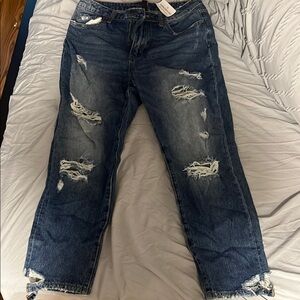 Windsor Blue Boyfriend Jeans Distressed Relaxed Fit